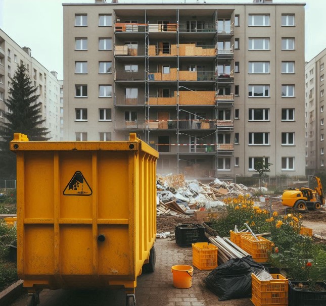 kontener na placu budowy na Jeżycach