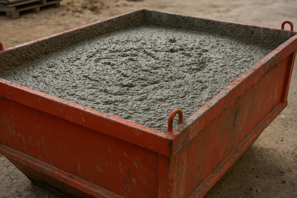 Płynny beton w kontenerze