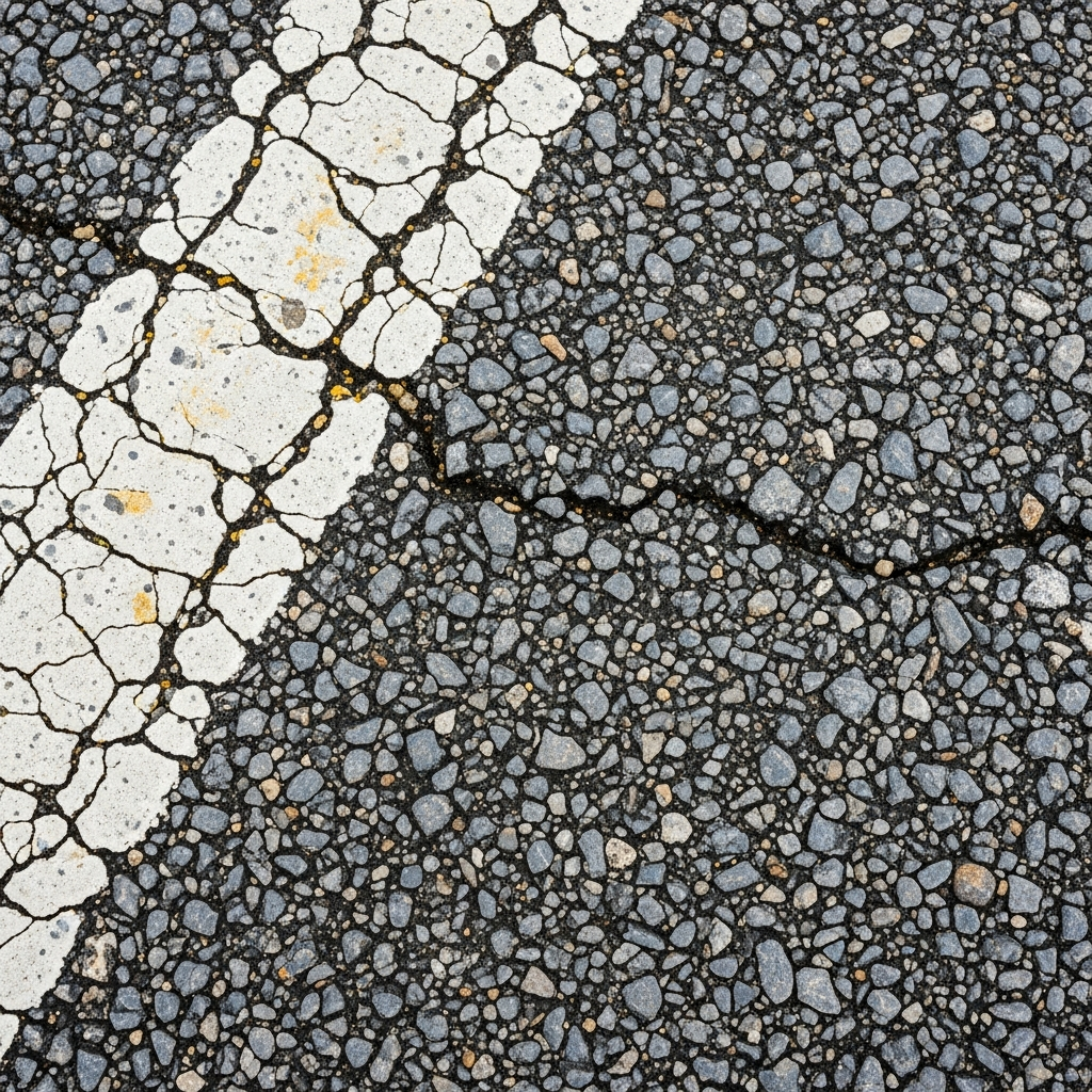 Pęknięta asfaltowa droga