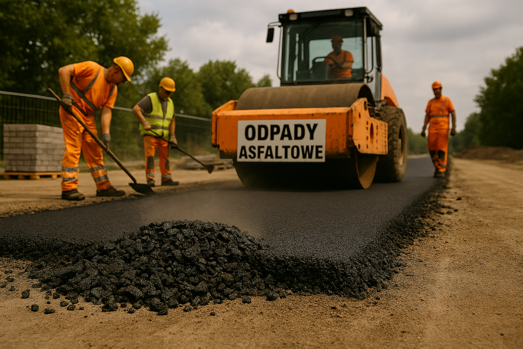 Wyrównywanie asfaltu pod budowę drogi